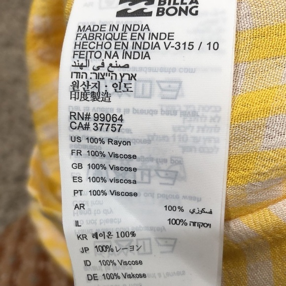 NWT Billabong Roam Around Romper Size Medium Sunflower Yellow White Gingham - Picture 5 of 9